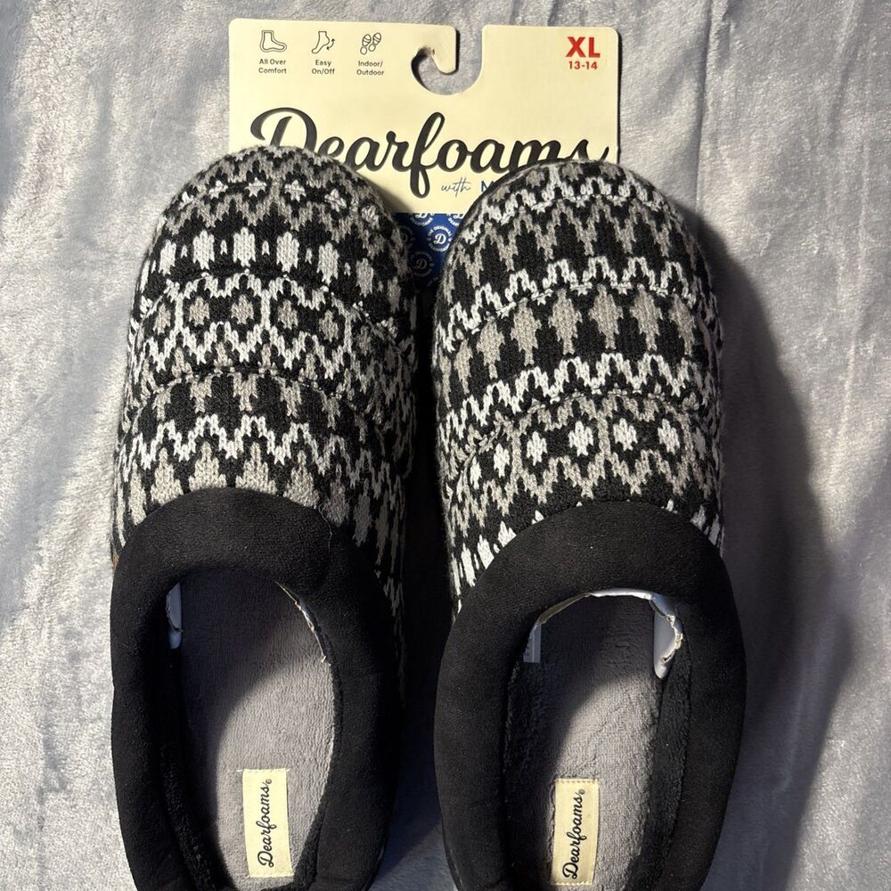 Dearfoams Men’s Memory Foam Slippers Size XL (13/14)